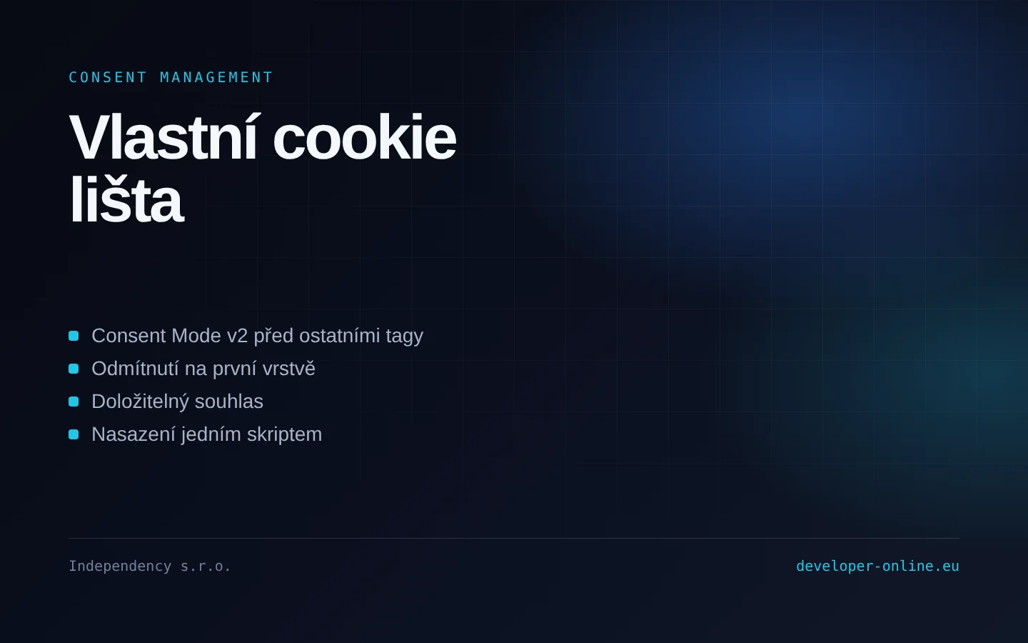 Vlastní cookie lišta s Consent Mode v2
