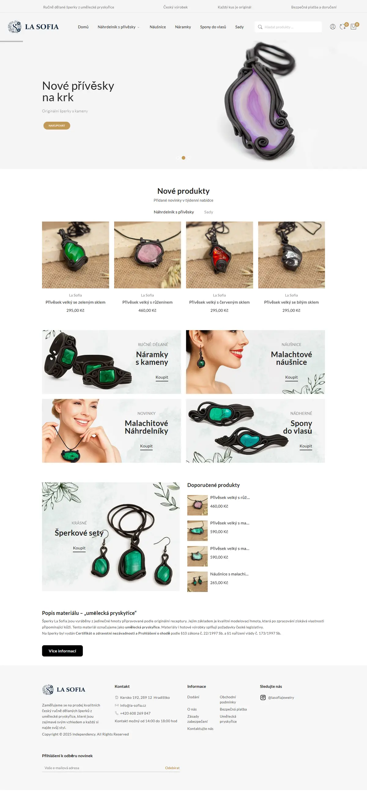 E-shop La Sofia: návrh, příprava a spuštění, celá úvodní stránka